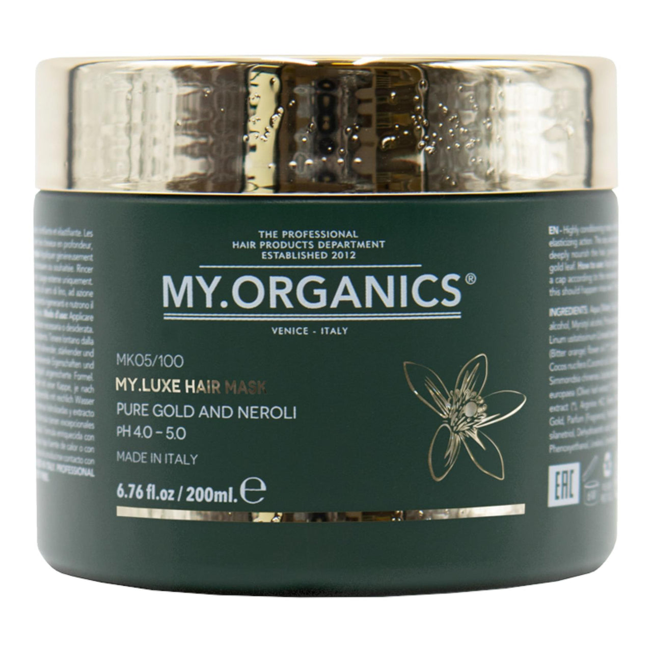 My Organics Luxe Hair Mask Pure Gold and Neroli pH 4.0 - 5.0